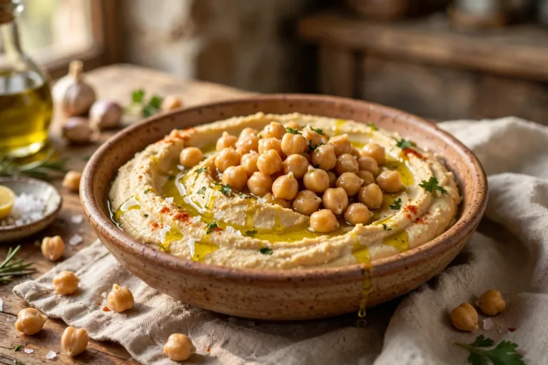 Bowl of chickpeas and hummus