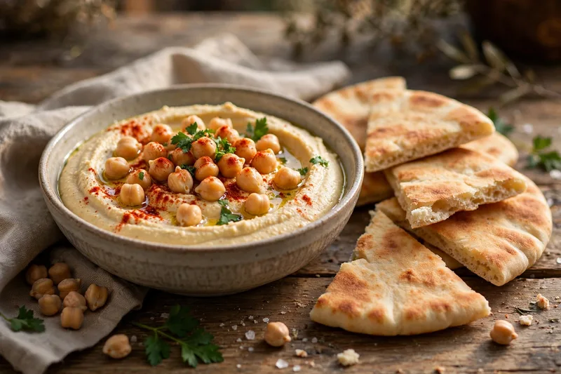 Bowl of chickpeas and hummus