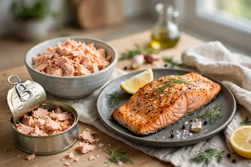 Canned vs raw salmon